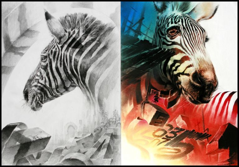 얼룩말과 숫자의 이미지를 이용하여 자유롭게 표현하시오