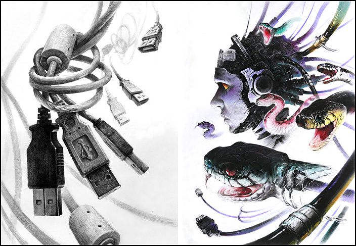 USB 포트의 사실표현과 사고전환된표현